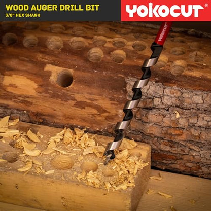 1/2" x 17" Auger Drill Bit for Wood, Hex Shank 3/8 Inch, Wood Boring Drill Bits, Ship Auger Long Drill Bit for Soft and Hard Wood, Plastic, Drywall Tree Stump and Composite Materials - size: 1/2 in, style: Length: 17"