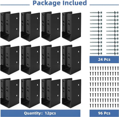 12 PCS Concealed Joist Hanger,2" x 4"Outdoor Concealed-Flange Hanger,Concealed Face Mount Joist Bracket for 2"x4" Beam ,Swing,Fence - size: Powder Coated 2" x 4"- 12 PCS