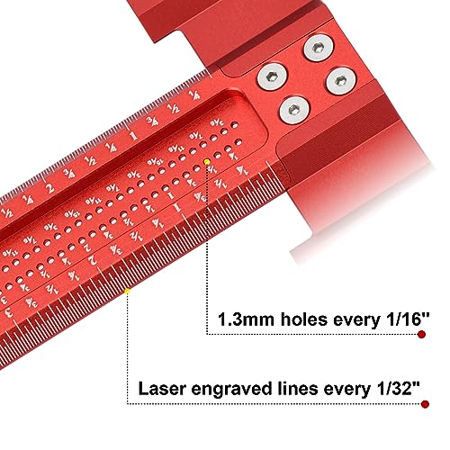 Precision Woodworking T Square 12inch, Reference Square for Layout & Setup - style: 12 inch