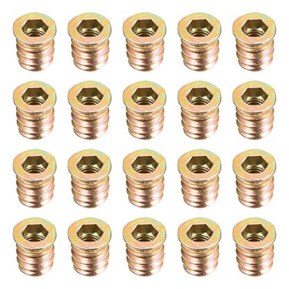 uxcell Wood Furniture M6x13mm Threaded Insert Nuts Interface Hex Socket Drive 20pcs - size: M6x13mm