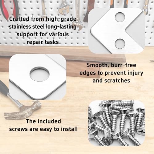 15Pcs 1.5"x1.5" L Shape Flat Corner Bracket, Stainless Steel Angle Plate, Heavy Duty Repair Brace with Screws for Wood, Furniture, Cabinets, Shelves, Metal Frame, Right Angle Mending Plate - size: 1.5"x1.5"