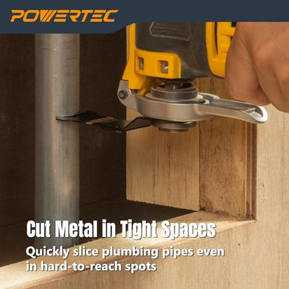 POWERTEC 14504 Oscillating Tool Blade 9pc Set – Bi-Metal & Carbide Multitool Blades with 2 Adapters for Fast Wood Cutting, Flush Cutting, and Cutting Hardened Metal, Bolts, Screws & Nails - size: Straight & Semi-Circular (Bi-Metal, Carbide), 9PCs, style: