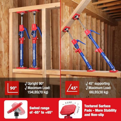 WORKPRO Cabinet Jacks, 18-1/2" to 29-1/2" Adjustable Support Pole, 4-Pack - size: Short-18.5"-29.5" 4PC