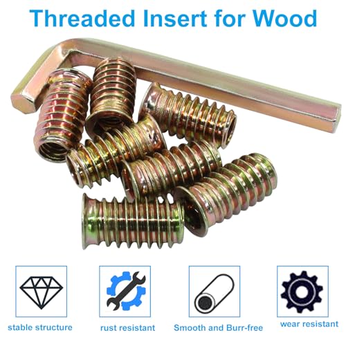 30 Pcs 5/16"-18 x 25mm Threaded Inserts for Wood - size: 5/16"-18 x 25mm