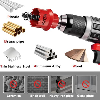 KATA 3/4" M42 Thin Wall Hole Saw Hole Cutter Drill Bit for Impact Driver - color: Red (3/4")