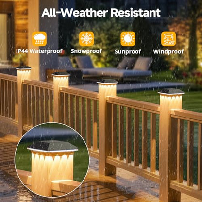 Mlambert 8 Pack 4x4 Solar Post Light, 3 Modes Wooden Vinyl Fence Cap, Black - color: Black, size: 8 Pack