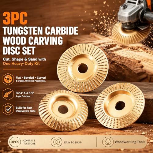 AngleGrinderWood CarvingSet – Tungsten Carbide Grinding&SandingDiscs