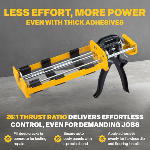 Dripless Brand DC600 Dual Component Adhesive Applicator | 22 oz Dual Cartridge Capacity | 26:1 Thrust Ratio | 1:1 or 2:1 Mix Ratio for High Viscosity Epoxy and Adhesives | Professional Grade - size: 600ml (22 oz)