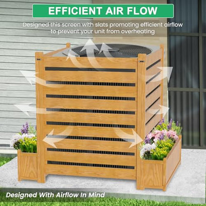 DoCred Air Conditioner Fence, Wood Decorative Fences with Planter Box