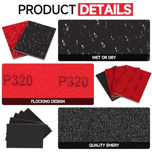 Shinboc 20 PCS Sanding Sponge 800 Grit, Hook and Loop Sandpaper Block - style: 800 Grit