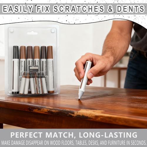 Wood Furniture Repair Kit Wood Markers - Set of 13 - Wood Repair Kit for Stains, Scratches, Wood Floors, Tables, Desks, Carpenters, Bedposts, Touch Ups, and Cover Ups (Wood Repair Kit)