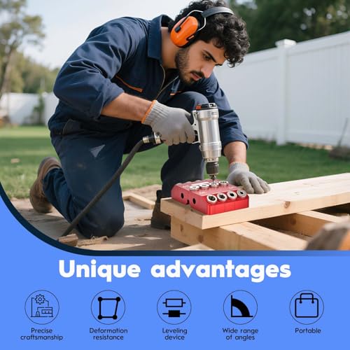 Multi Angle Drill Guide Jig 30 45 90 Degree with 4 Drill Bits
