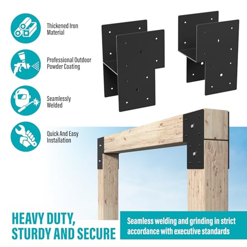2 Pack 6x6 Heavy Duty End Post Cap Tie Bracket for Gazebo, Deck - size: End 6"x6"(Actual 5.5"x5.5")
