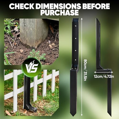 Sakerplus Fence Post Repair Kit, No-Dig Spike for 4x4/6x6 Posts, 2-Pack