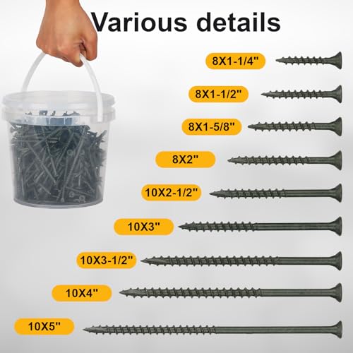Wood Screws #8 x 2’’, T25 Star Torx Drive Flat Head Deck Screws, Green, 127Pcs (1lb) - color: Green, size: 8X2’’
