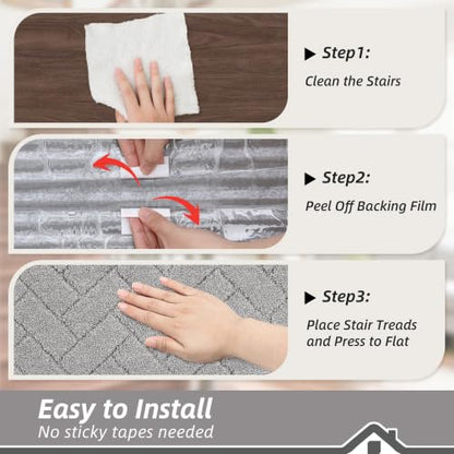 BEQHAUSE Non Slip Stair Treads for Wooden Steps 28" x 9", 4pcs, Grey - color: Grey - Geometric, size: 28 in X 9 in (4 Pieces)