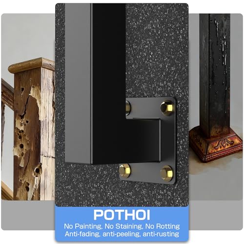 Black Metal Stair Railing Post, Side/Front Mount Baluster Spindles with 270° Adjustable Bracket, Perfect for Indoor Stairs, Deck, Porch and Balcony Railing, Side, 39.4inch, 2 Pack - size: Side-39.4 inch