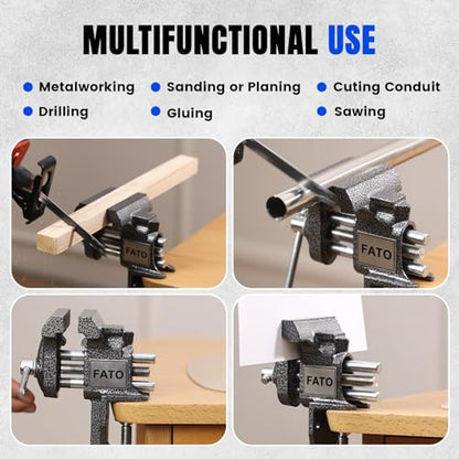 FATO 3” 360° Clamp-On Table Vise, 800LB Clamping Force - size: Table-3"