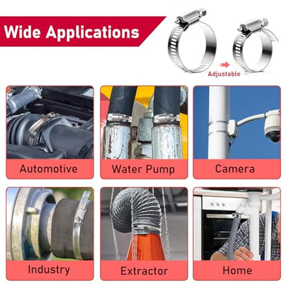 Hose Clamps Assortment Kit, CUKAYO 304 Stainless Steel DIY 39.37 FT Metal Strap+20 Stronger Fasteners, Large Adjustable Worm Gear Band Hose Clamps Screw Clamps Duct Pipe Metal Clamp Strapping - size: 39.37FT Metal Strap + 20 Fasteners