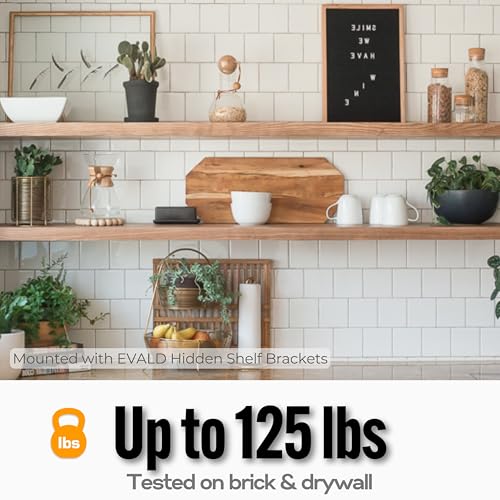 EVALD LevelMate™ Titan-Mount 8 Inch Floating Shelf Brackets, Heavy Duty Hidden Shelf Brackets for Floating Shelves, Black Carbon Steel Shelf Supports with Screws & Anchors (4 Pack) - size: 8 Inch, style: 4 Pack Titan-mount