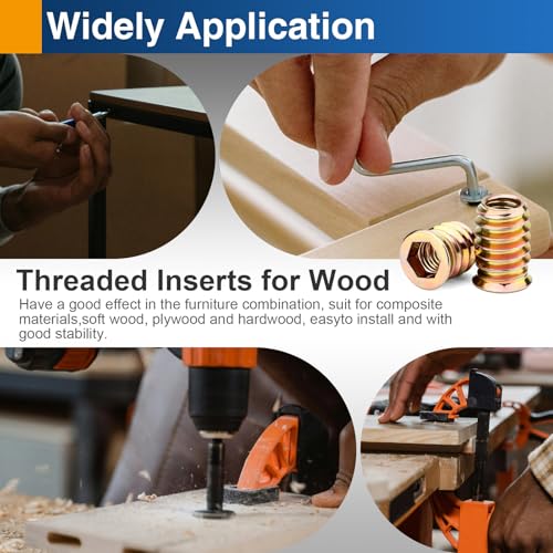 25PCS 5/16"-18 x 25mm Threaded Inserts for Wood, Hex Drive Nuts - size: 5/16"-18 x 25mm