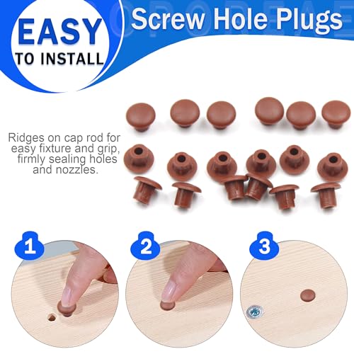 500Pcs 3/16" Plastic Hole Plugs, Screw Cap Round Button Plug - color: Red Brown, size: 500pcs*0.19"(5mm)