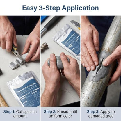 Steel Reinforced Epoxy Putty, Waterproof & Heat Resistant Two-Part AB Epoxy Clay, Heavy Duty Fast Curing Metal Repair Kit, Multi-Purpose Filler for Plastic, Wood, Ceramics, Tiles - 1 Pack