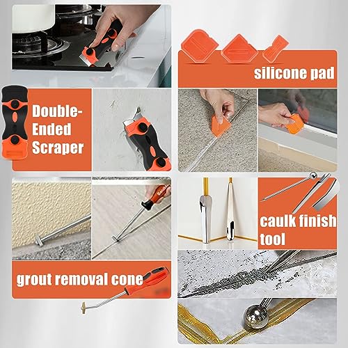 Matework Complete Caulking Tool Kit, 4 in 1 Stainless Steel Caulk Remover - color: Silver