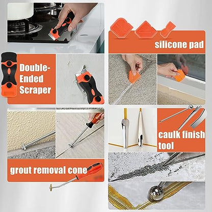 Matework Complete Caulking Tool Kit, 4 in 1 Stainless Steel Caulk Remover - color: Silver