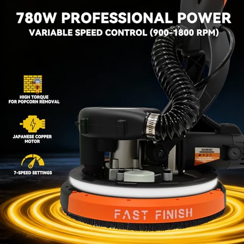 Drywall Sander with Vacuum, 780W 7-Speed Popcorn Ceiling Removal Tool