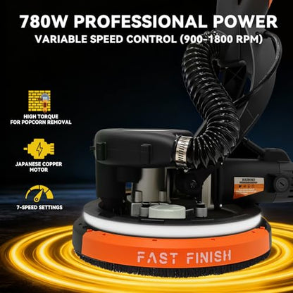 Drywall Sander with Vacuum, 780W 7-Speed Popcorn Ceiling Removal Tool