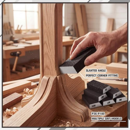 36 Pack Single Angle Sanding Sponge Blocks, 6 Grits 60-600