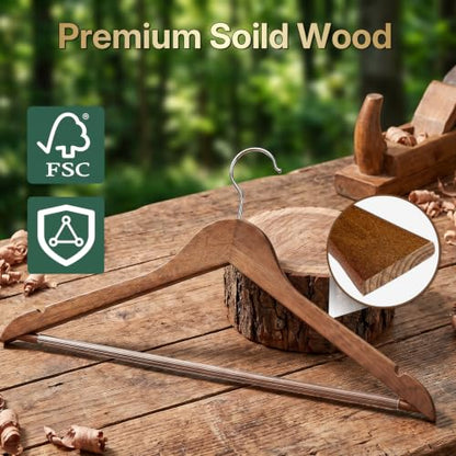 HOUSE DAY Premium Wooden Hangers 10 Pack, 17.5" Smooth Wood Clothes Hangers - size: 10 Pack