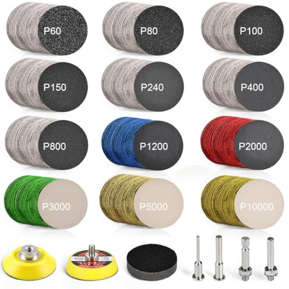 187 PCS 2 Inch Wet Dry Sanding Discs 60-10000 Grit Hook and Loop Sandpaper - style: 2 inch