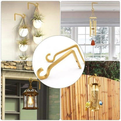 QIEGL 6inch Al-Alloy Hanging Plant Bracket Gold-Anodized 2 Pack - color: Gold Anodized, size: 6in Aluminum Alloy