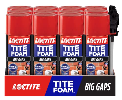 Loctite Tite Foam Big Gaps Spray Foam Sealant, 12 fl oz Can, 12 Pack - Polyurethane Expanding Insulation - size: 12 Pack