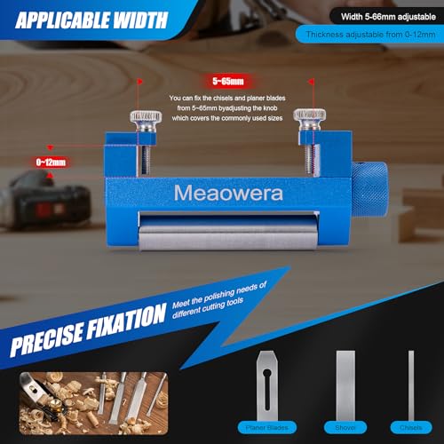Chisel Sharpening Kit with Sharpening Stones – Wood Chisel Sharpener Honing Guide Set for Chisel Sharpening, Planer Blade Sharpener – Complete Wood Chisel Sharpening Kit with Whetstone - color: Blue Honing Guide and Stone