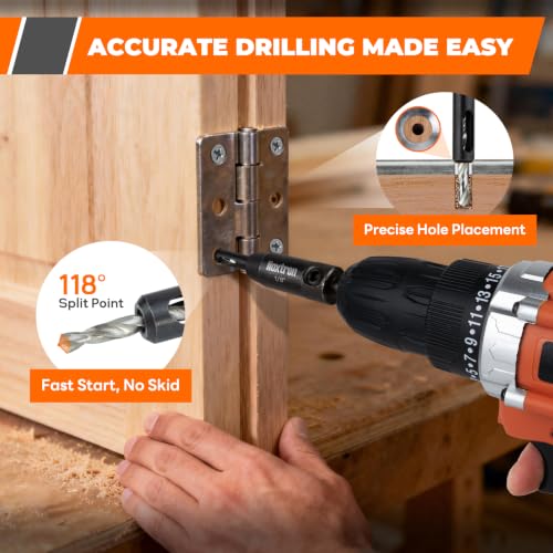 6-Piece Self Centering Hinge Drill Bit Set with Bit Holders