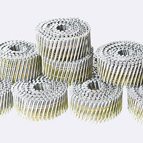 Wire Coil Siding Nails - 1-1/2 x 0.092 Ring Shank 15 Degree Full Round Head Siding Nails, 3600 Count Hot-Dipped Galvanized for Rough Nailing of Lathing and Sheathing Materials - size: 0.092*1-1/2in