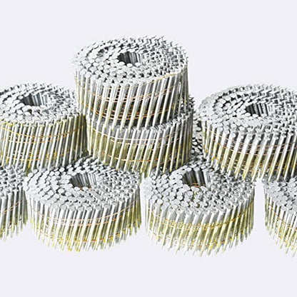 Wire Coil Siding Nails - 1-1/2 x 0.092 Ring Shank 15 Degree Full Round Head Siding Nails, 3600 Count Hot-Dipped Galvanized for Rough Nailing of Lathing and Sheathing Materials - size: 0.092*1-1/2in