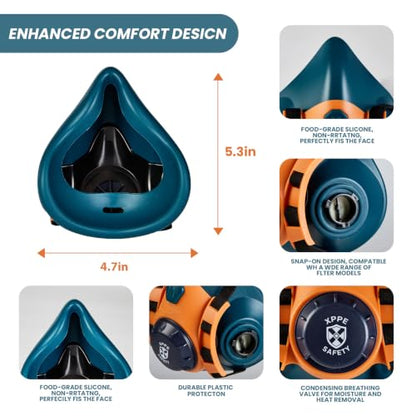 Reusable Half Face Respirator Mask with A1P2 Filters for Painting