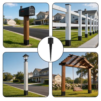 1Pcs 24"Fence Post Anchor Ground Spike| Black Powder-Coated| 4"x4" - size: 24"