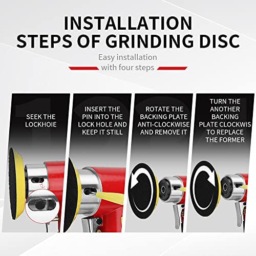SI FANG Mini Random Orbital Air Sander Kit, Pneumatic Polisher 1/2/3 inch - style: 1"2"3" Buffer&Sander Kit Red