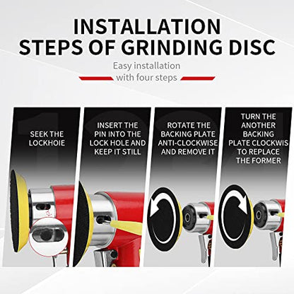 SI FANG Mini Random Orbital Air Sander Kit, Pneumatic Polisher 1/2/3 inch - style: 1"2"3" Buffer&Sander Kit Red