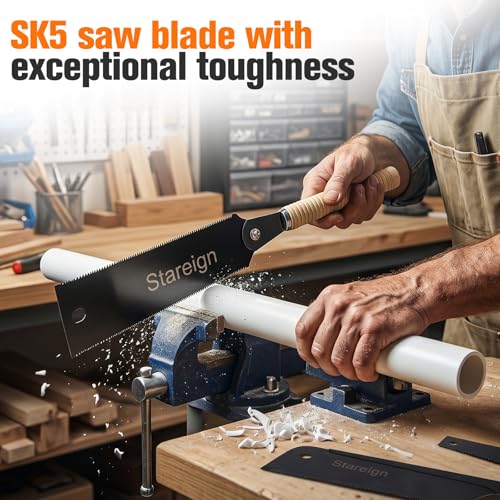 3 Pack Hand Saw Set with 2 Ergonomic Handles, Includes Japanese Pull Saw & Multi-Purpose Blade, Heavy Duty Woodworking Tool for DIY, Carpentry, Cutting Wood & Plastic