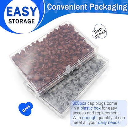 300Pcs 3/16" Plastic Hole Plugs, Screw Cap Round Button Plug - color: Gray, size: 300pcs*0.19"(5mm)