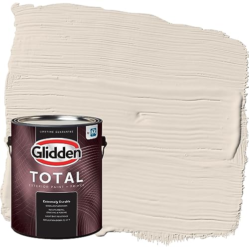 Glidden Total Exterior Paint & Primer All-in-One, Maybe Mushroom/Beige, Semi-Gloss, 1 Gallon - color: Maybe Mushroom, size: 128 Fl Oz (Pack of 1)