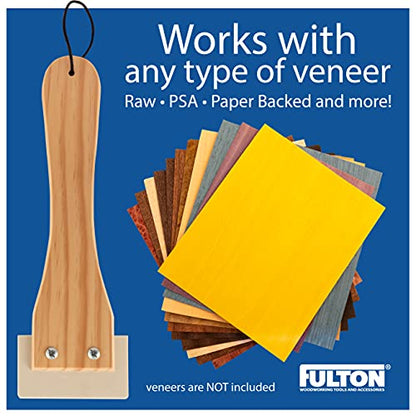 Fulton Veneer Scraper with Beveled Edges and Hardwood Handle for Applying