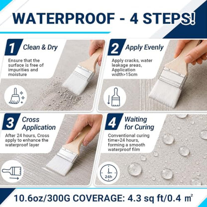 Clear Waterproof Sealant, SUWHXUE 10.6oz/300g Water-Based Transparent Waterproof Leak Repair Coating, Invisible Flexible Sealant for Concrete Walls Wood Metal Roof Water Sealer Indoor & Outdoor - size: 10.6 Oz