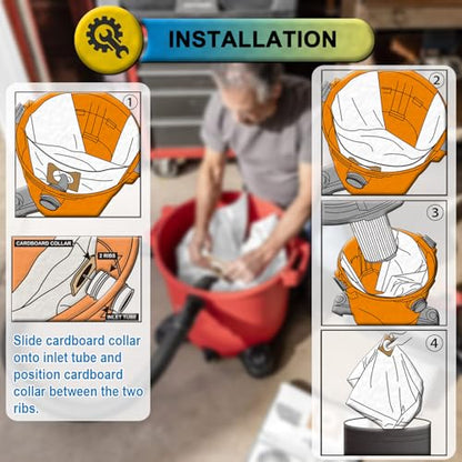 5 Pack VF3502 Replacement for Rigid Shop Vac Bags Size A, Part# 23743 - size: 5PK, style: Average Performance